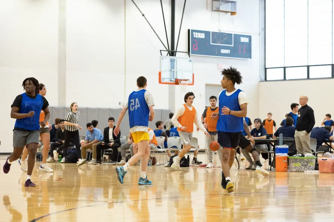 People playing basketball.